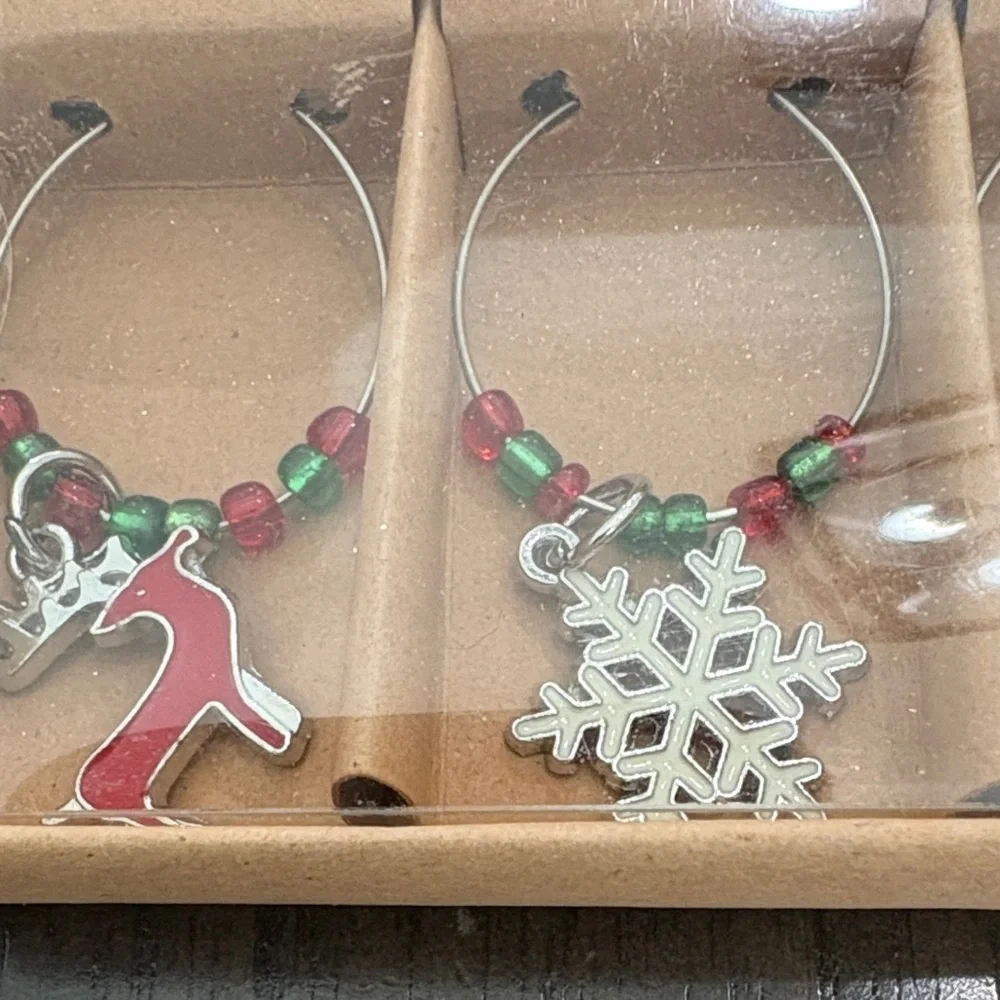 Wine Charms Set - Red, Green, Silver
